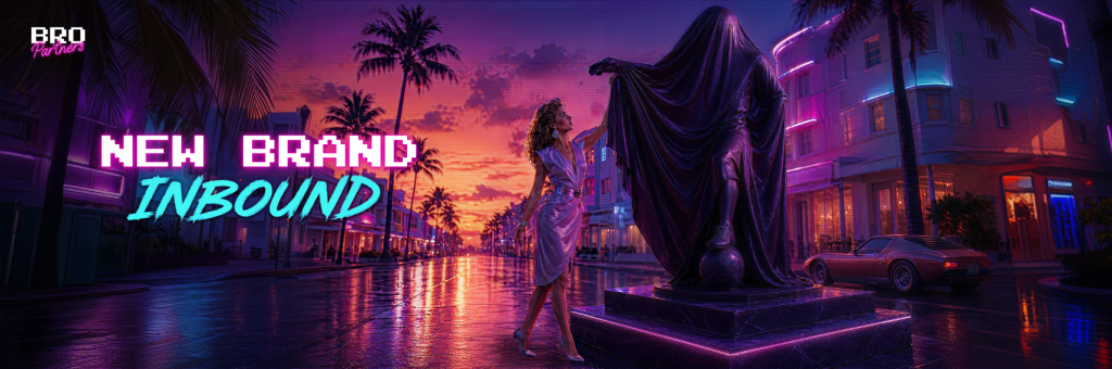 New Bro Partners brand inbound summer launch banner with neon city backdrop